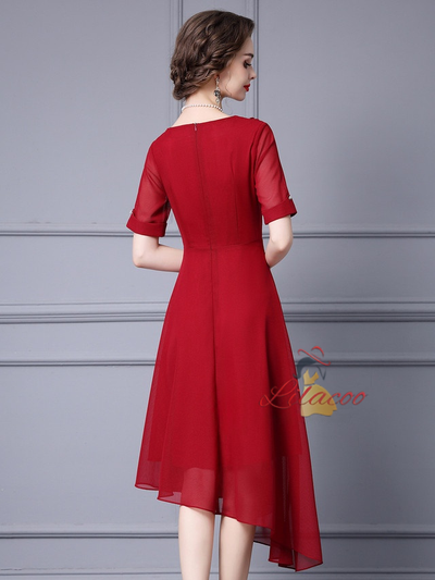 Burgundy Chiffon Mother Of The Bride Dress