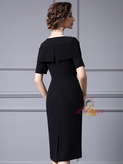 Black Square Neck Mother Of The Bride Dress