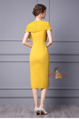 Yellow Chiffon Pleats Mother Of The Bride Dress