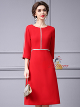 Red Short Sleeve Beading Mother Of The Bride Dress