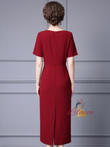 Burgundy Beading Mother Of The Bride Dress