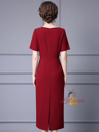 Burgundy Beading Mother Of The Bride Dress
