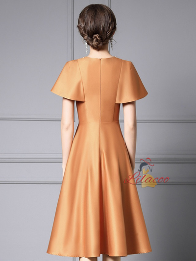 Caramel Satin Beading Mother of the Bride Dress