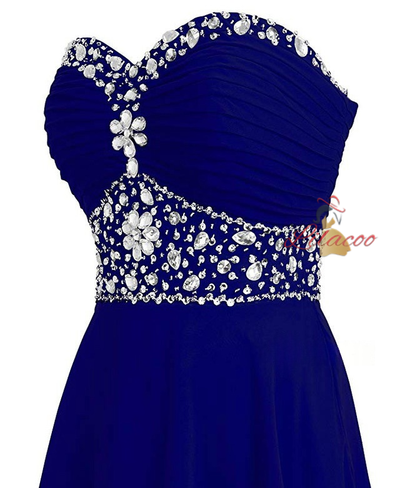 Royal Blue Beading Knee Length Homecoming Dress
