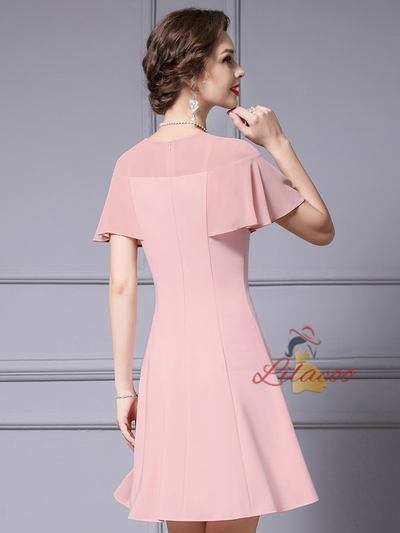 Pink Scoop Neck Beading Mother Of The Bride Dress