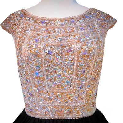 Black Backless Beading Crystal Homecoming Dress