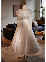 Ivory White Lace High Neck Wedding Dress