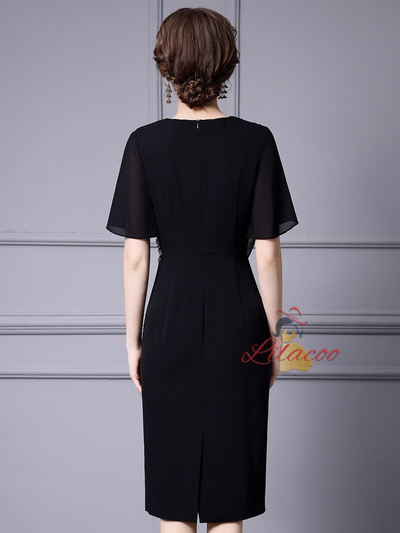 Black Short Sleeve Mother Of The Bride Dress