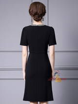Black Short Sleeve Beading Mother Of The Bride Dress