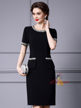 Black Short Sleeve Mother Of The Bride Dress