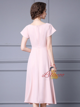 Pink Short Sleeve Mother Of The Bride Dress