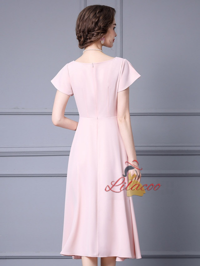 Pink Short Sleeve Mother Of The Bride Dress