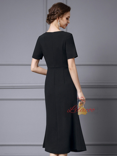 Black Short Sleeve Mother Of The Bride Dress