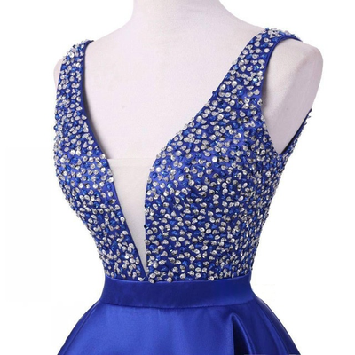 Black Satin V-neck Homecoming Dress