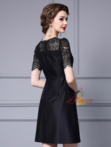 Black Satin Lace Mother Of The Bride Dress