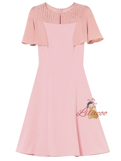Pink Scoop Neck Beading Mother Of The Bride Dress