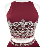 Burgundy Two Piece Beading Homecoming Dress