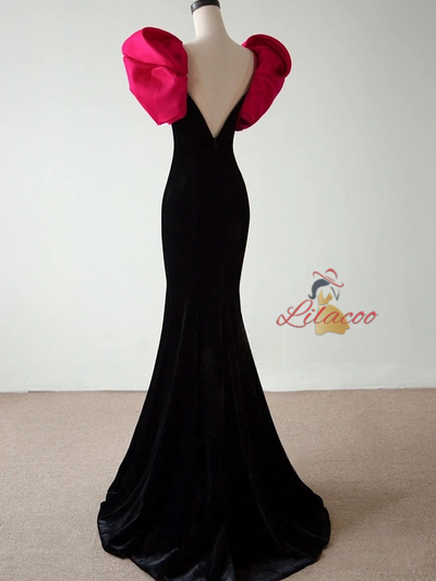 Black Mermaid See Through Neck Prom Dress