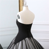 Black Satin Tulle Strapless Wedding Dress