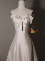 White Satin Strapless Wedding Dress