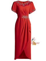 Red Short Sleeve Mother Of The Bride Dress