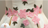 Yellow Satin Appliques Homecoming Dress