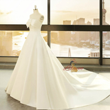 White Satin Strapless Wedding Dress