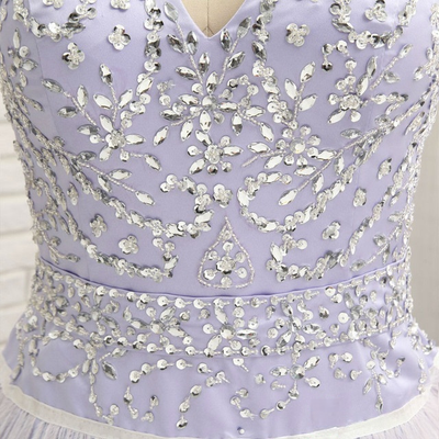 Purple Strapless Beading Crystal Homecoming Dress