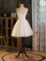 Ivory Tulle Pleats Homecoming Dress