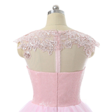 Pink Tulle Sequins Backless Homecoming Dress