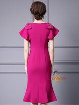 Fuchsia Beading Mother Of The Bride Dress