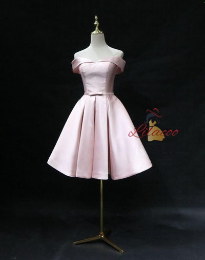 Pink Satin Homecoming Dress With Bow