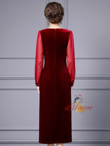 Green Velvet Pleats Beading Mother Of The Bride Dress