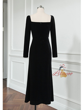 Black Long Sleeve Crystal Prom Dress
