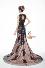 Black Mermaid Appliques Backless Mother Of The Bride Dress