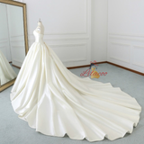 Ivory White Strapless Satin Wedding Dress