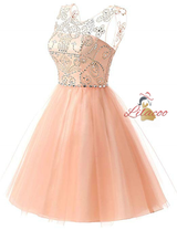Blue Tulle Beading Crystal Homecoming Dress