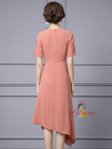 Orange Pink Short Sleeve Mother Of The Bride Dress