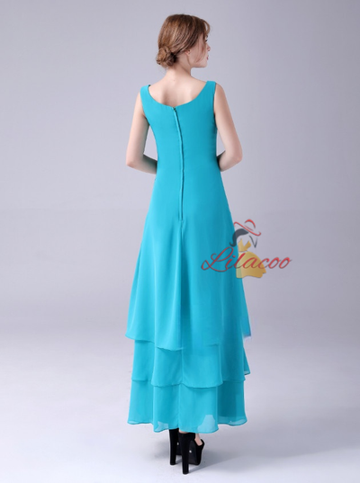 Blue Chiffon Mother Of The Bride Dress With Coat