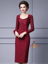 Burgundy Pleats Mother Of The Bride Dress