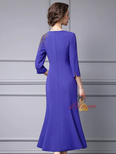 Blue Purple Beading Sequins Mother of the Bride Dress
