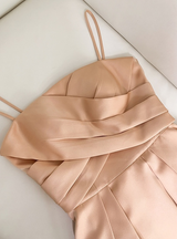 Champagne Spaghetti Straps Prom Dress