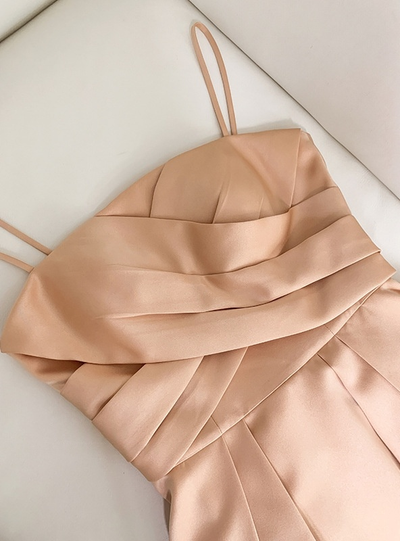 Champagne Spaghetti Straps Prom Dress