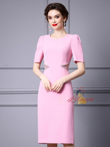 Pink Beading Split Mother Of The Bride Dress