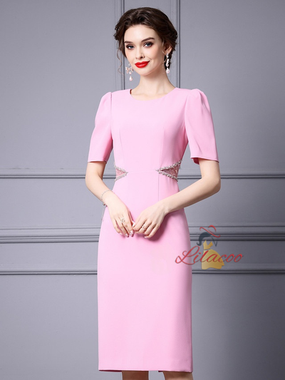 Pink Beading Split Mother Of The Bride Dress