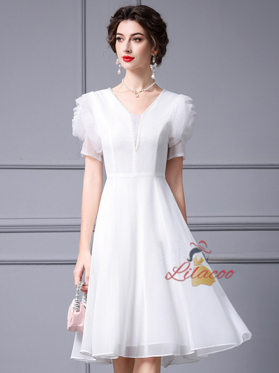 Red Short Sleeve Beading Mother Of The Bride Dress