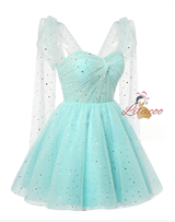 Light Blue Tulle Sequins Homecoming Dress