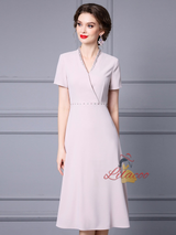 Light Pink V-neck Mother Of The Bride Dress