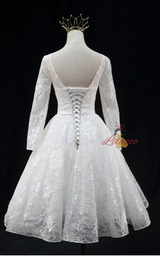 White Lace Long Sleeve Homecoming Dress