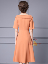 Orange Short Sleeve Beading Mother Of The Bride Dress